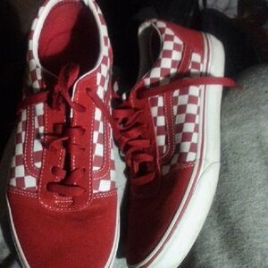 Vans Red and White Checkered Sneakers